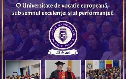 Universitatea Titu Maiorescu – 35 de ani de la înființare – O Universitate de vocație europeană,  sub semnul excelenței și al performanței