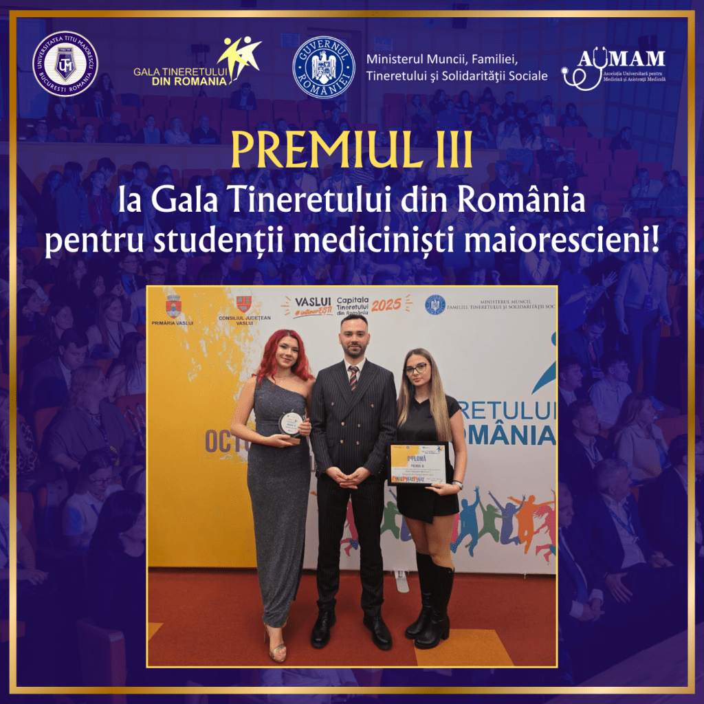 Premiul III la Gala Tineretului din România pentru studenții mediciniști maiorescieni!