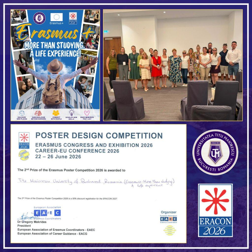 Titu Maiorescu University celebrates second consecutive award at ERACON 2026, winning 2nd Prize in ERASMUS Poster Design Competition!