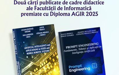 Două cărți publicate de cadre didactice ale Facultății de Informatică premiate cu Diploma AGIR 2025