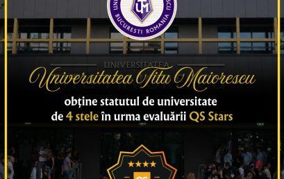 Universitatea Titu Maiorescu din București obține statutul de universitate de 4 stele în urma evaluării QS Stars