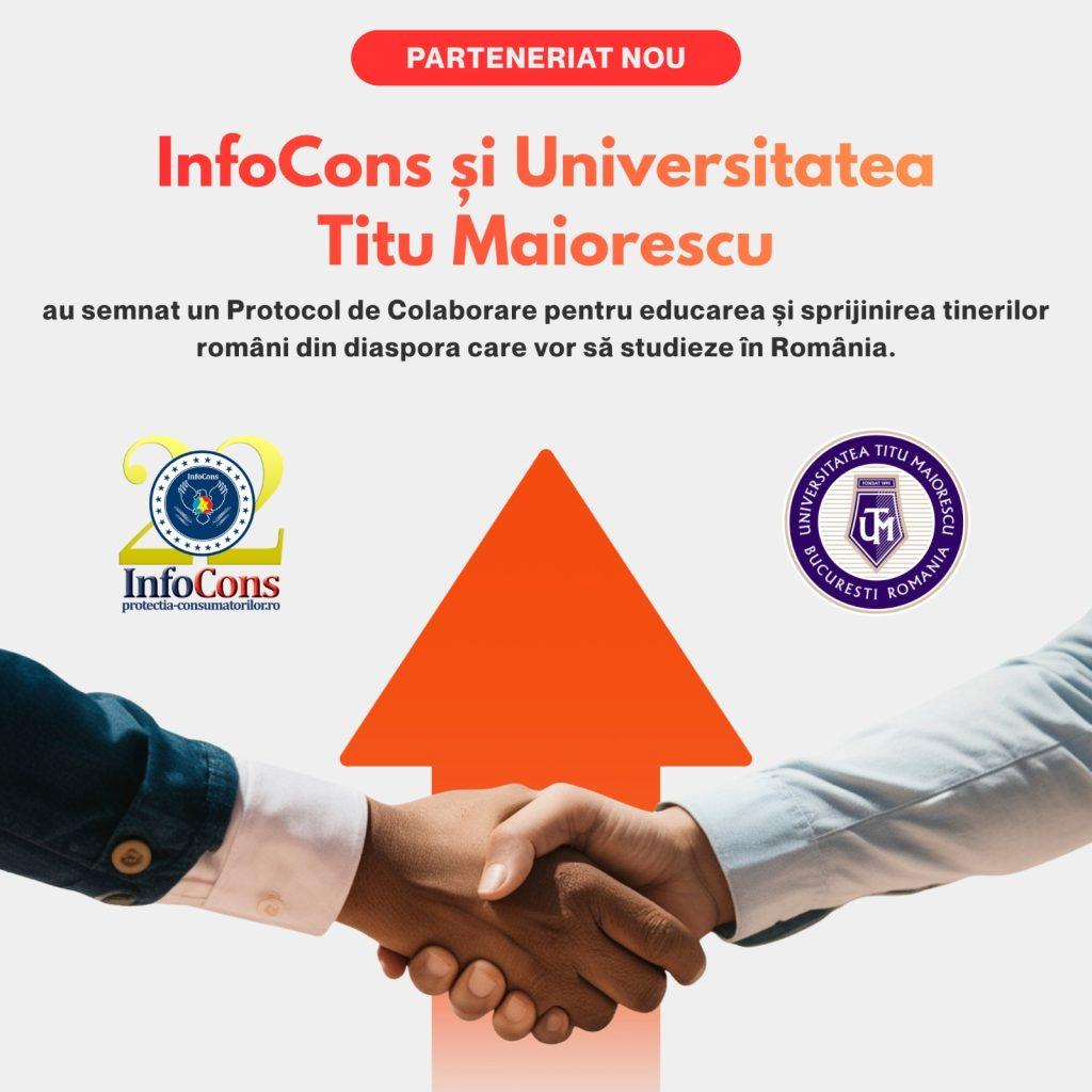 Universitatea Titu Maiorescu și InfoCons Protecția Consumatorilor au semnat un Protocol de Colaborare pentru educarea și sprijinirea tinerilor români