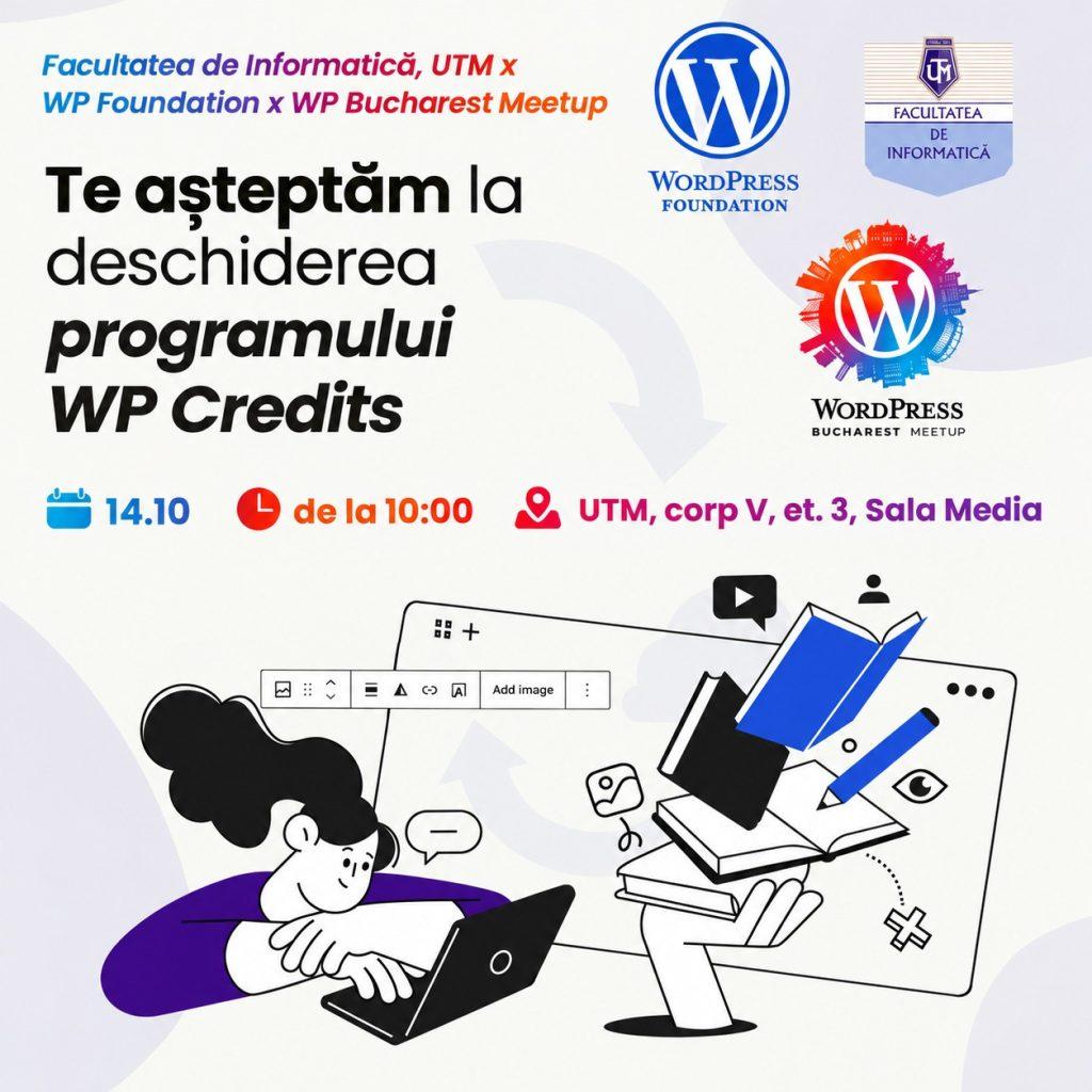 Facultatea de Informatică anunță lansarea programului WordPress Credits printr-un eveniment organizat de UTM pe 14 octombrie 2026